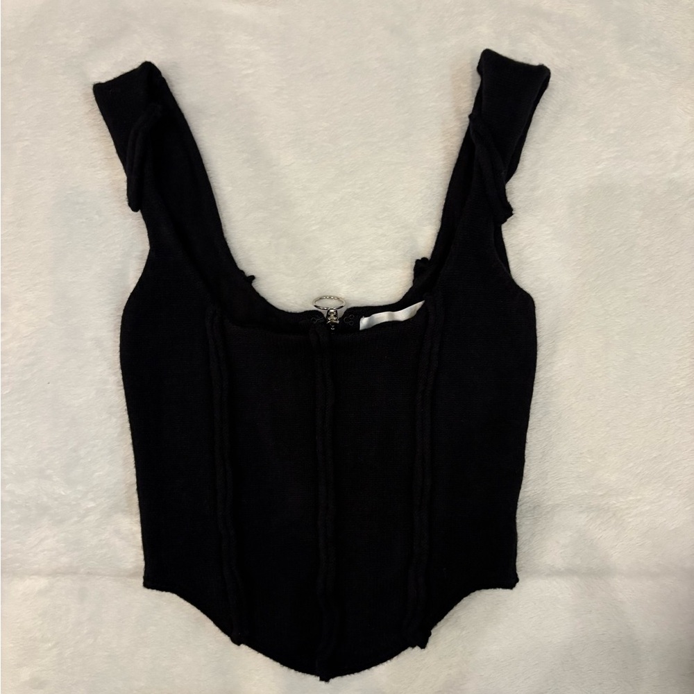 Danielle Guizio Black Crop Top